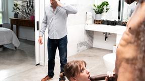 ”Interracial teen couple staying over at their ex university professors house”