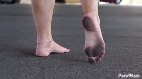 WonderFeetWoman Walking Barefoot in the Garage