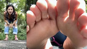 TINY IN THE PARK - Jamie Daniels, Giantess, Foot Fetish, POV - WMV