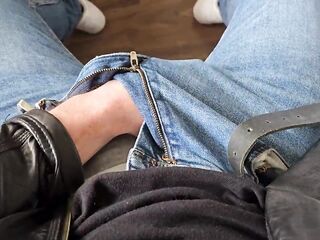 PhantomGentX in Leatherjacket with Sexy Dirtytalk! Slaver Takes Jeans Off & Edges Large Wang to Brink