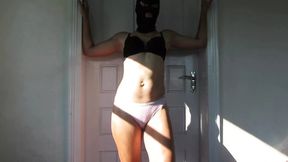 Muscular sexy lady cleaning