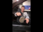 twink with long hair get horny in his living room and jerk off till he cum destroying his underwear