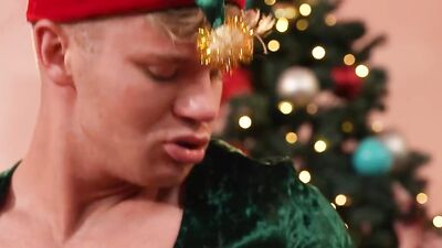 Santa's Dirty Little Slut Jock Elves Are Spitroasting Hard