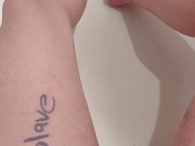 Trans boy rubbing and pissing in the bathtub