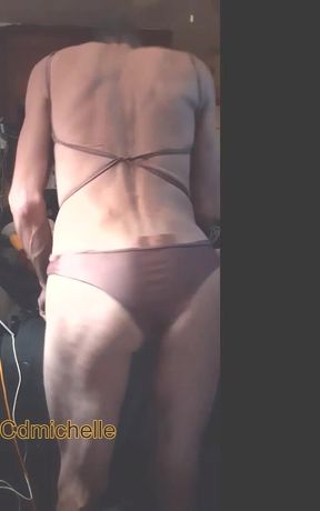 Cdmichelle Wearing Brown Swimsuit