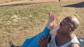 Personal Trainer Worships My Feet Stinky Outdoors After Workout 4K MP4