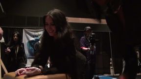 Hot brunette gets whipped while tied up for a BDSM scene