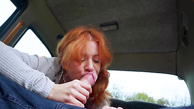 Fake Taxi - Petite redhead squirting on big cock German chick public flashing and hard fast fuck