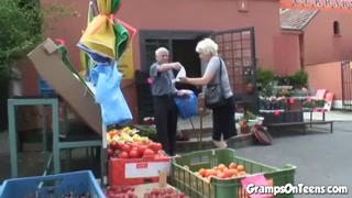 Teen fucked by oldie in the woods