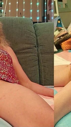TS Lilly Sophie Late Night Wank in Pink Glitter Dress and Cum