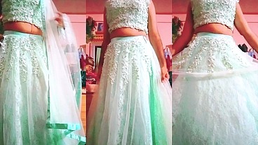 Indian Gay Crossdresser Gaurisissy feeling horny in Blue Lehanga