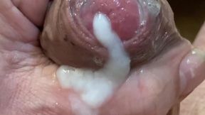 close up precum and cum