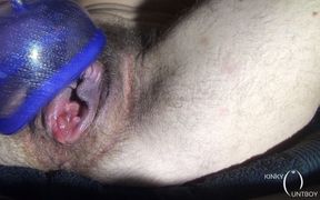 Hairy FTM pussy pumped for the first time