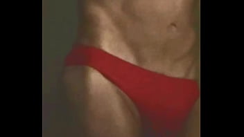 Stretching on Stool in Red Briefs - v.1 Close View