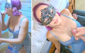 MILF Surprises Hubby with Lingerie &amp; Stockings in Closet - BJ &amp; Fuck