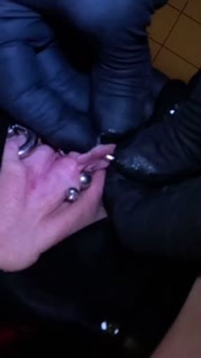 Extreme labia closing, 5 mm piercing streching, fisting &amp; anal fuck in clinic by Katy &amp; The Master🥰