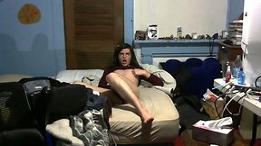 Femboy slut see through leggings pink thong self facial