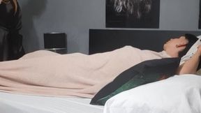 Hot fair-haired GF gets her pussy filled with milk in morning