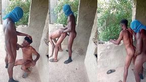 a verydarkman fuck a twink in an uncompleted building with his massive cock,why bending him over