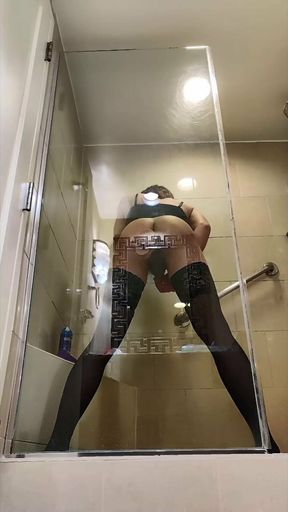 Sissy slut Bess cums on her stocking feet