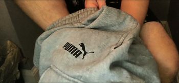 Hot guy stripping with dick and feet tease