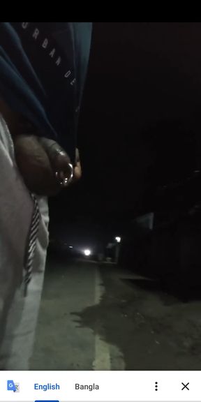 Indian Pierced Dick Jerk off Solo on Road