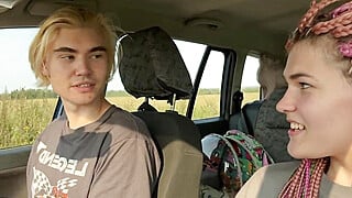 Cheated with a hottie. Fellow traveler fucked the driver and demanded more, sucking his big cock