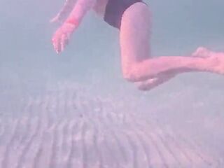 Amateur lengthy legs ideal body gal's relaxing underwater swimming ASMR POV