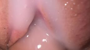 Greedy pussy&#x1F32E;&#xFE0F; slick with lube and come, close-up fucking and cumshot focus