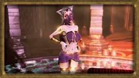 Exotic сatgirl concubine belly dances barefoot in egyptian oasis temple