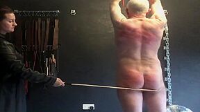 Hands Tied In The Air & Caned By Leather Ladyamber