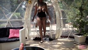 the kinky slut queen  dark dea  fucked in the garden !!!