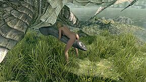 Skyrim Woman Helps Dragon Cum