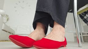 Toe wiggling in new pointed red ballet flats 2