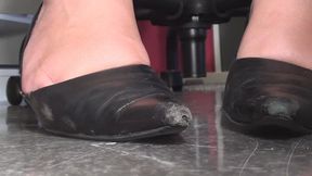 HD Office Candid Closeup Trashed Heels Shoeplay 02
