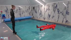 Human Life Raft - Inflated Suit Slave Pool Domination