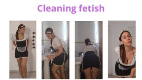 Flirty Cleaning Routine – Bathroom Cleanup in a Cute Skirt