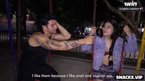 She Was Shy But Curious - Playground Interview Turns Into All-Night Anal