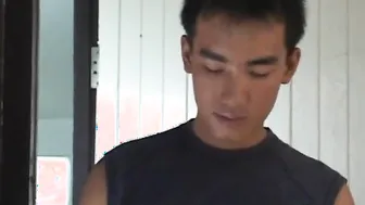 Slim Asian twink picked up for bareback anal after blowjob