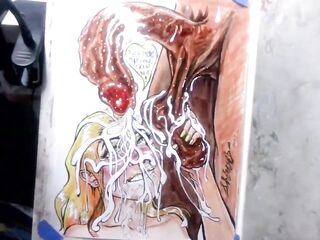 "When Life Gives U Lemon Balls" Erotic Spunk flow Art Drawing BBC Golden-haired Teen Interracial Cum