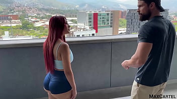 Fit Latina redhead takes cock in POV gym session
