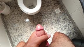 I went into the club bathroom and gave a hot handjob with my finger in my ass, very horny