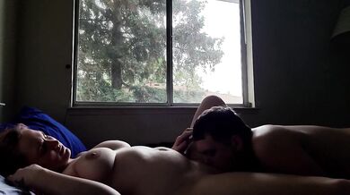 cums early while Cupcake gets fucked from behind, with the blinds open!