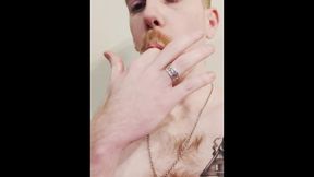 HETERO STUD GOBBLES OWN JIZZ