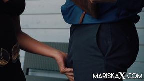 mariskax mariska gets tag teamed by two guys outside