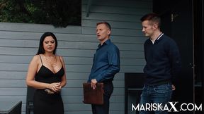 mariskax mariska gets tag teamed by two guys outside