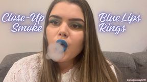 Close-Up Blue Lips Smoke Rings