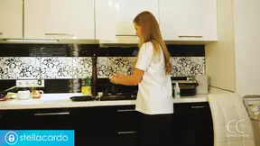 Sexy blonde eats egg food fetish