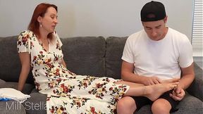 Lonely MILF gets THE INAPPROPRIATE GIFT on her birthday - authentic blowjob