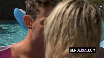 Tranny orgy pool party